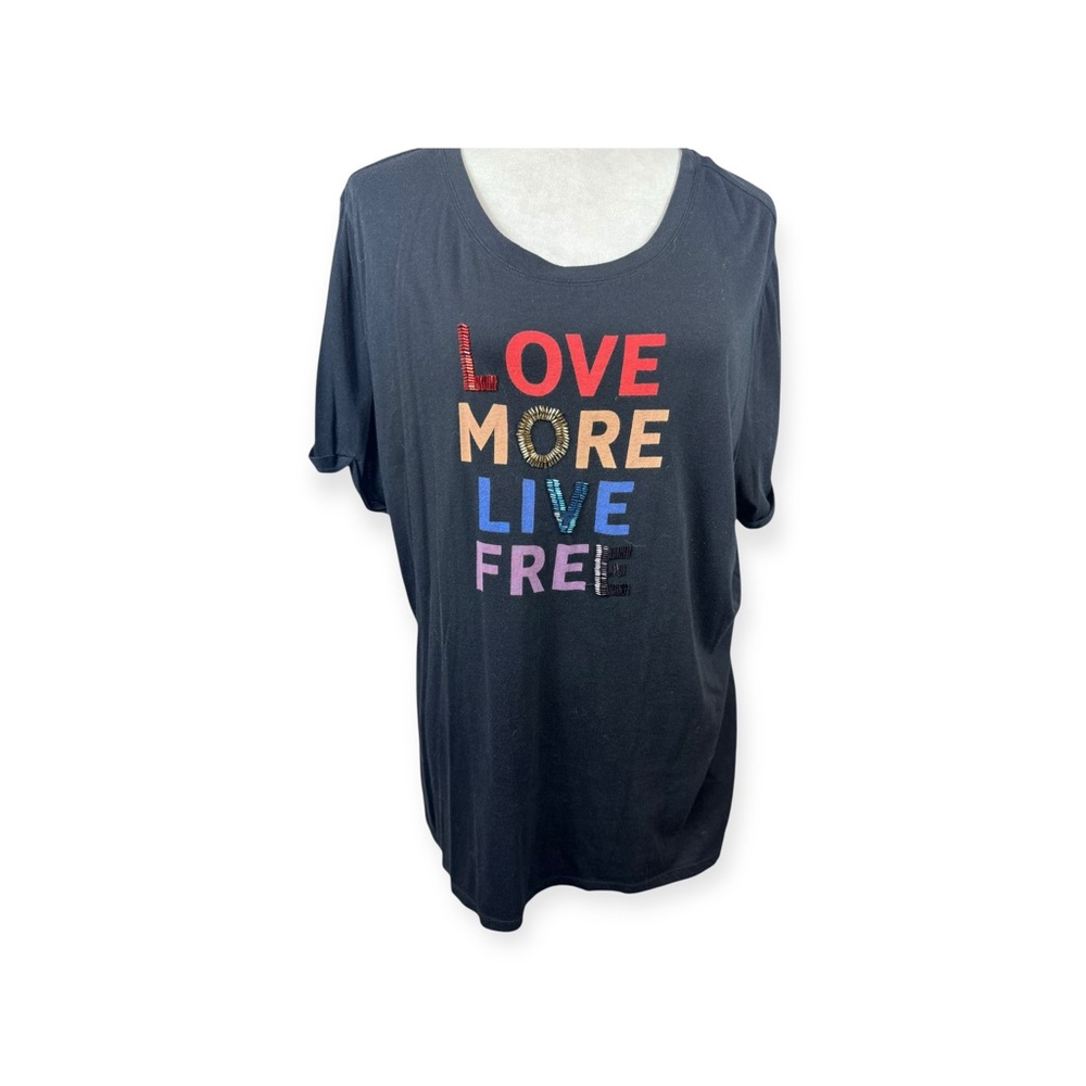 Torrid Love more Live free Pride collection Beaded Rainbow T-shirt size 2-2X